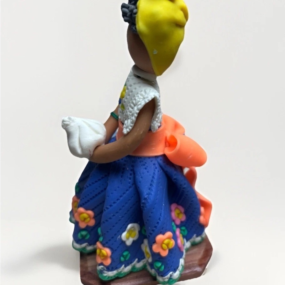 Handcrafted Faceless Doll with Blue Floral Skirt - Picture 5 of 10
